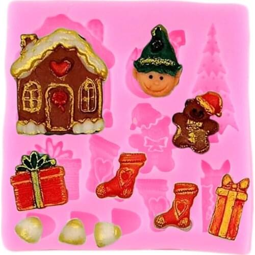 Christmas Tree Santa Claus Silicone Mold Fondant Chocolate Gumpaste Moulds Cake Decorating Tools Candy Polymer Clay Mould