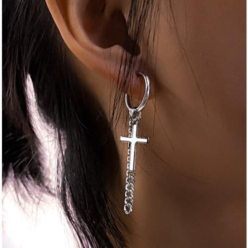 Drop Statement Cross Earrings For Women Men New Fashion Vintage Goth Chain 2020 Trend Pendant Unusual Earings Party Punk Jewelry
