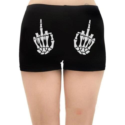 Midi Waist Skull Printed Shorts Women Summer 2021 Casual Sports Gym Clothing Elastic Streetwear Fashion Shorts Spodenki Damskie