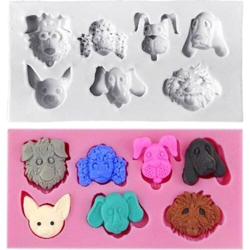 Animal Dogs Heads Silicone Chocolate Mould Fondant Baking Cakes Supplies Sugar Mould Tool Silicone Mold Decoration Tools