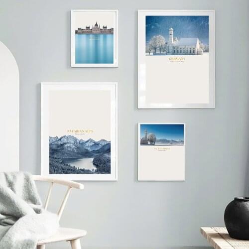 Scandinavian Nature Country Landscape Germany Bavarian Alps Budapest Canvas Painting Nordic Poster Print Modern Wall Art Picture