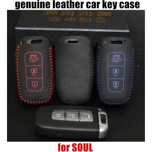 Only Red car key case cover Hand sewing genuine quality leather car accessory fit for KIA SPORTAGE SPORTAGER SOUL new arrival
