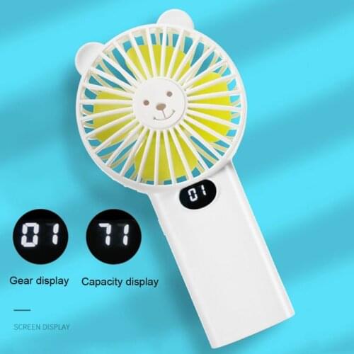 USB Rechargeable 3 Speed Pocket Fan Hand Held Desk Fan with Gear Battery Capacity Display Air Cooling Personal Fan