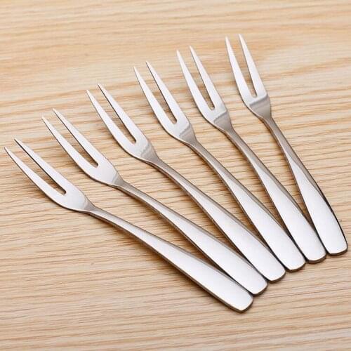 6pcs/set kitchen tools fruit fork and spoon creative stainless steel fruit fork household metal fruit fork set