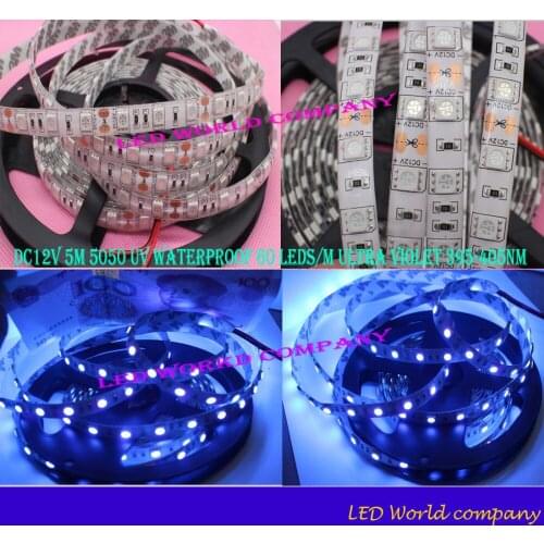 Registered Air Mail DC12V 1-5M 5050 UV Waterproof 60 LEDs/M Ultra Violet 395-405nm LED Strip Light