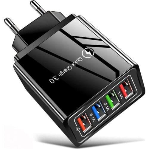 4 USB 3A Mobile Phone Charger Fast Charging Portable Wall Mobile Charger Flame Retardant Drop Resistance Tablet