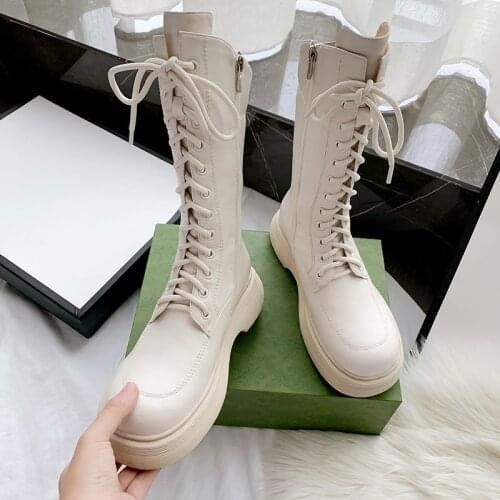 SKLFGXZY Genuine Leather Womens Mid-Calf Boots Genuine Leather Fashion Women Long Boots Autumn Round Toe Ladies Platform Shoes