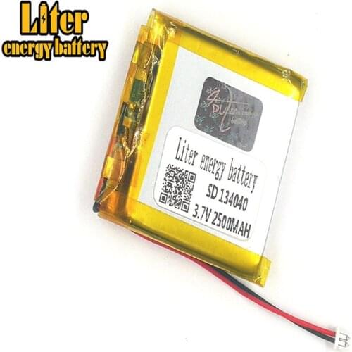 1.25MM 2pin connector 134040 2500mah 3.7V Rechargeable lipo battery solar li ion polymer lithium battery MP3 MP4 MP5 small toys