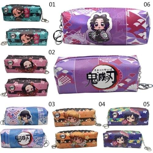 1Pcs Kimetsu No Yaiba Demon Slayer Kamado Tanjirou Nezuko Cosplay Pen Pencil Case Cosmetic Makeup Stationery Bag Gift