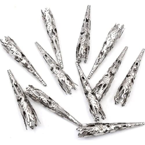 50pcs 42x10mm White K Beads End Caps Hollow Out Flower Loose Spacer Beads For Jewelry Making Finding Diy Accessories