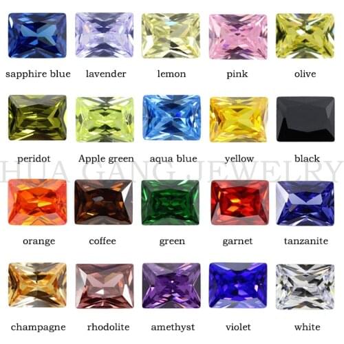 50PCS Cubic Zirconia Stone Multicolor Black Blue Rectangle Shape Cut Loose CZ Synthetic Gems Beads For Jewelry 3x5~10x14mm