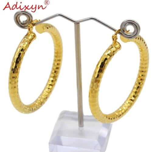 Adixyn Trendy African Big Hoop Earrings for Women Gold Color & Brass Twisted Earring Arab/Ethiopian FOUR SIZE can choice N09232