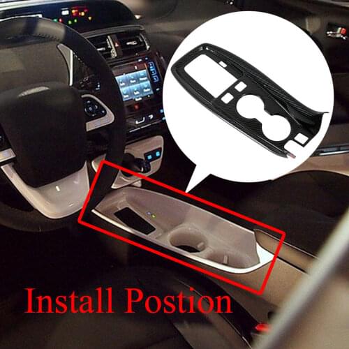Carbon Fiber Trim Front Center Water Cup Holder Protector Cover Trim Accessories Fit For Toyota Prius 2017 2018 2019 2020