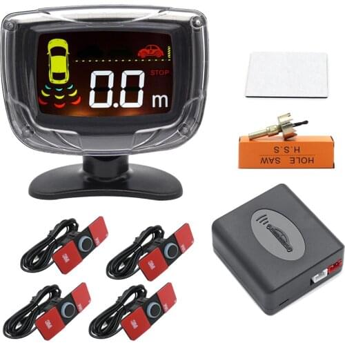 Car accessories nsor de estacionament kit LED 4 reverse parking sensor 12V spare parking radar monitoring system park sensor par