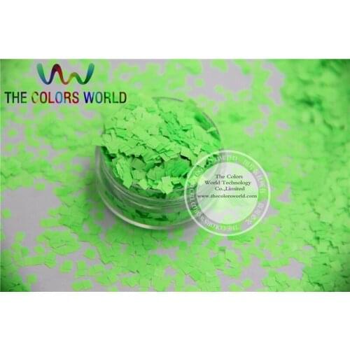 N-1 Size 2.5 mm Solvent Resistant Neon Green color Glitter Square shape spangles for Nail Art and DIY supplies1pack=50g