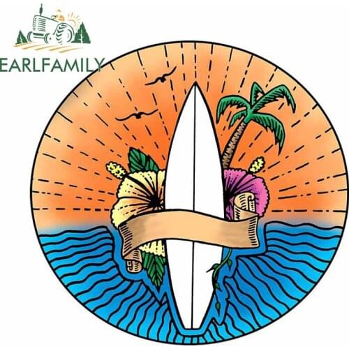 EARLFAMILY 13cm x 12.6cm for Surf Love Life Car Sticker Creative Auto Trunk Bumper Decal Occlusion Scratch Graffiti Decoration