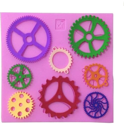 Fondant cake mold Clock gear shape decoration Silicone mould diy chocolate pastry cake baking tools