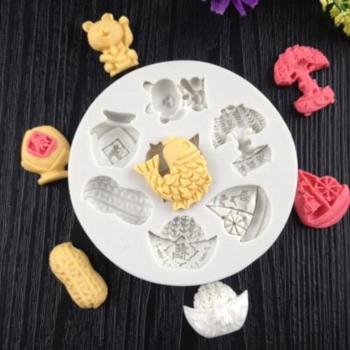 Liquid sugar molds, Chinese silica gel mold, firecrackers, fortune lanterns, Fortune Cat, silicone rubber mold WMJ-581