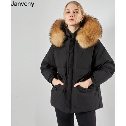 Женские парки с натуральным мехом Janveny China At AliExpress