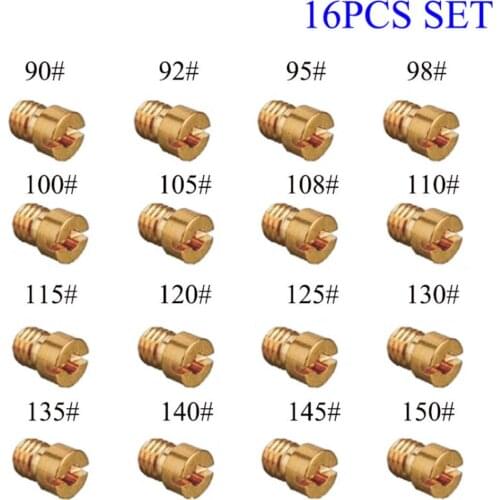16Pcs Carburetor Main Jet Kit For PWK Keihin OKO CVK 90,92,95,100,105,108-150 Carburetter Carburetor Main Injector Nozzle