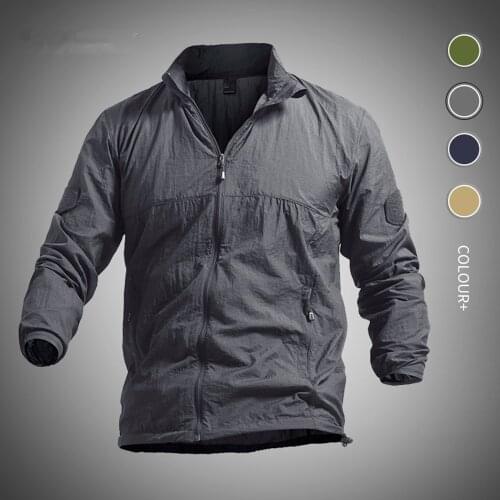 Military Quick Dry Jacket Men Summer Tactical Waterproof Jacket Mens Zipper Skin Coat Jackets Ultra Light Thin Casual Outwear