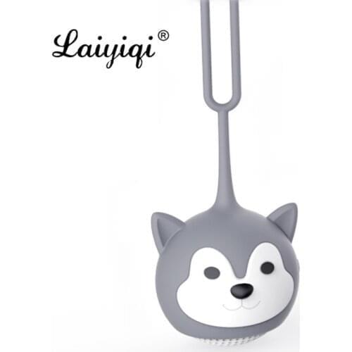 Laiyiqi Ultra Mini cute Dog Siberia Grey Wolf Bluetooth Wireless Speaker Portable belt caixa de som altavoz Christmas gift 2021