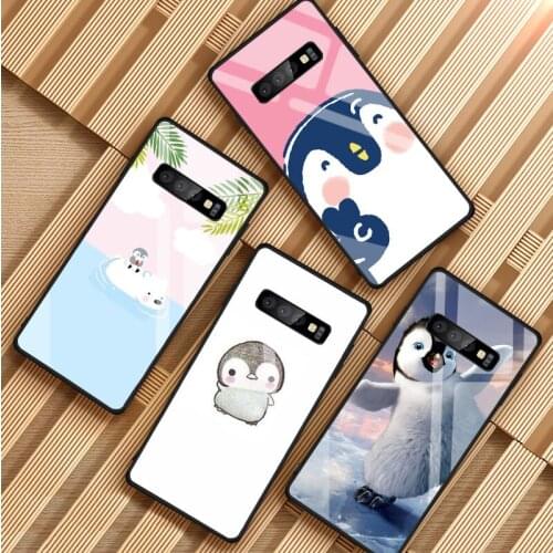 Cute Penguin Adorable Tempered Glass Phone Case For Samsung Galaxy S8 S9 S10 S20 PLUS J6 J8 2018 NOTE 8 9 10 Cover Shell
