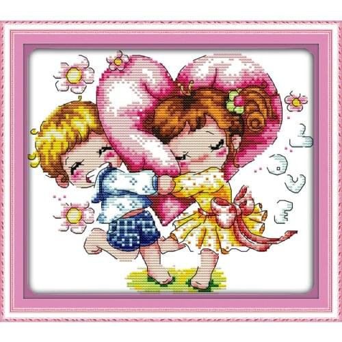 Embrace love cross stitch kit 14ct 18ct count canvas stitches embroidery DIY handmade needlework plus