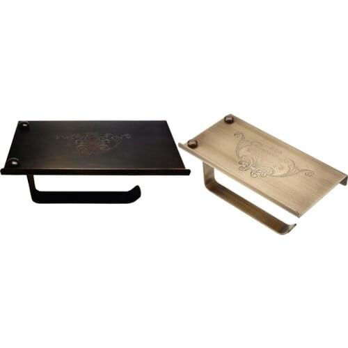 Wall Mounted Vintage Antique Metal Toilet Bathroom Paper Holder With Phone Shelf Toilet Roll Paper Holder