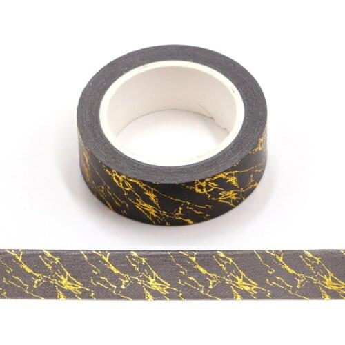 New 1PC Vintage black gold foil Washi Tape Rice Paper DIY Scrapbooking Adhesive Masking Tape 1.5cm*10m Stationery