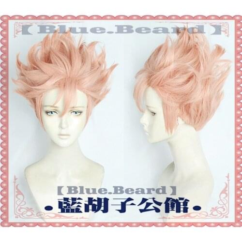 New Anime ID:INVADED The Detectives United Kaeru Cosplay Wig Narihisago Akihito Wig Hair Short Pink Cosplay Costume Props