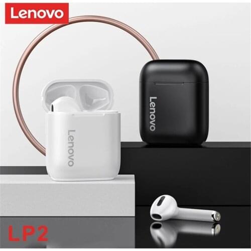 Original New Lenovo LP2 TWS Wireless Earphone Bluetooth 5.0 Dual Stereo Bass Touch LP1 UPDATED IPX5 Life Waterproof Dual Mic