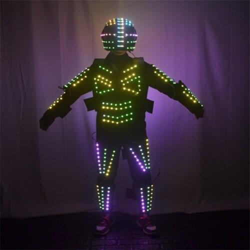 P26 RGB full color led helmet stage dance led robot costumes colorful outfits luminous clothing dj wears armor outfits party bar