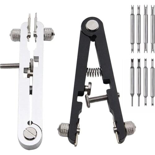 5mm-30mm Adjusted Professional Spring Clamp V Type Watch Bracelet Plier Remover Repair Tool with 8Pc Pin Suitable for 6825 Strap