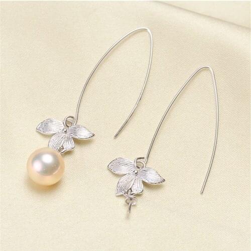 925 Silver Pearl Beads Stud Earrings Setting Base Diy Jewelry Making Findings&Components