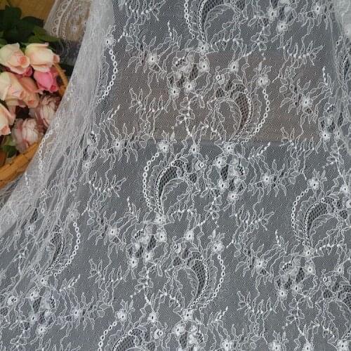 Wide 1.5CM beautiful white black non-elastic lace fabric Embroidered mesh accessories clothing skirt material