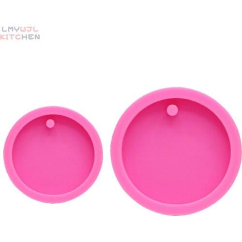 DIY Silicone Mirror Epoxy Size Round Keychain Pendant Mold Chocolate Fondant Cake Decoration Accessories Resin Mold