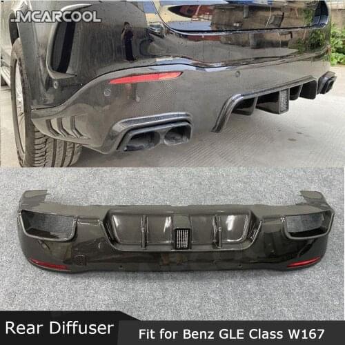 Dry Carbon Fiber Material Rear Bumper Lip Diffuser with Exhaust For Mercedes Benz GLE Class W167 GLE53 AMG SUV 2020 UP