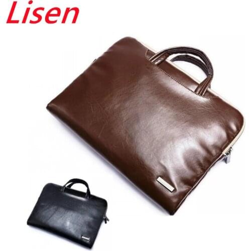 Brand Lisen PU Leather Handbag Laptop Bag 11",13",15",15.6 inch,Briefcase Portable KUMON Case For MacBook Air,Pro,Dropship V214