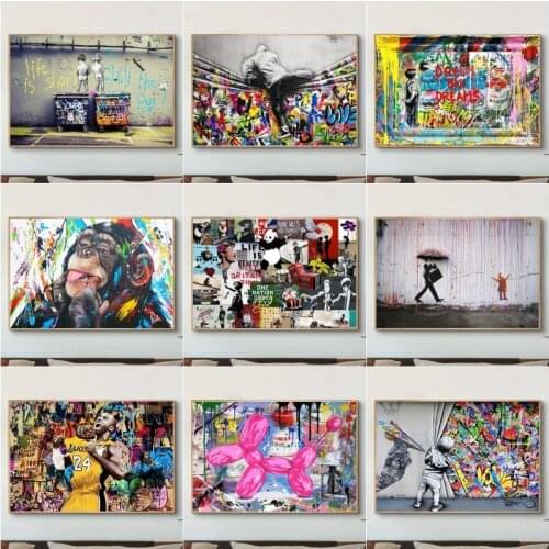 Street Graffiti Art Banksy Pop Art Canvas Painting Animal Art Posters and Prints Living Room Decoration Wall Art Pictures