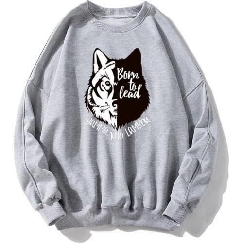 High Quality Plus Size 5XL Men Fashion Wolf Printed Graphic Cotton Pullover Crewneck Sweatshirt