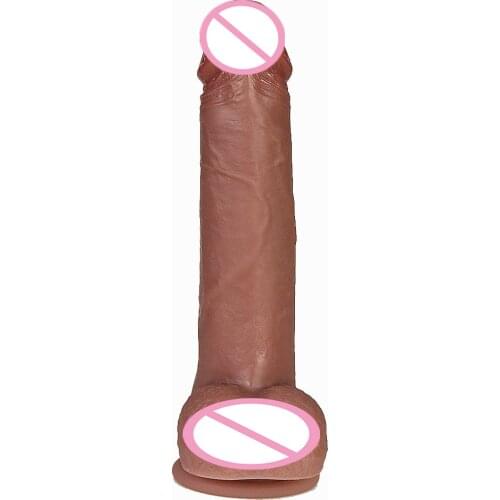 Females Masturbation Skin Feeling Dildo Realistic Sliding Foreskin Huge Penis Suction Cup Lesbian Erotic Adult Sex Toy