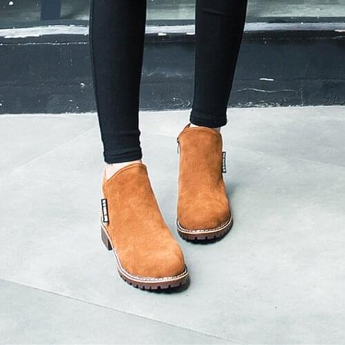 2020 Women Martin Boots Suede Autumn Winter Warm Plush Fur Shoes Woman Feminina Female Motorcycle Ankle Boots Women Botas Mujer