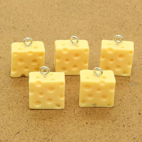 10pcs 3D Mini Square Cheese Bread Food Resin Charms Cute Earrings Necklace Keychain Diy Jewelry Pendant Accessory Supplies