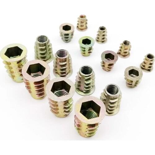10pcs High Quality M4 M5 M6 M8 Hexagon Hex Socket Head Wood Furniture Embedded Insert Nut E-Nut Metric Thread Length=10-20mm