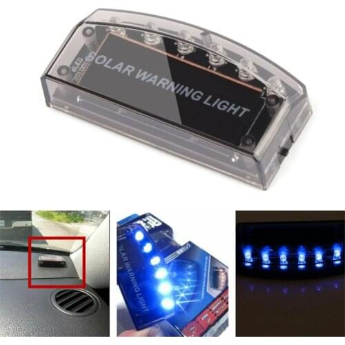2PCS Car Sensor Security Warning Light Car Solar Power LED Fake Dummy Alarm Warning Security Anti-Theft Flashing Light Blue Bulb