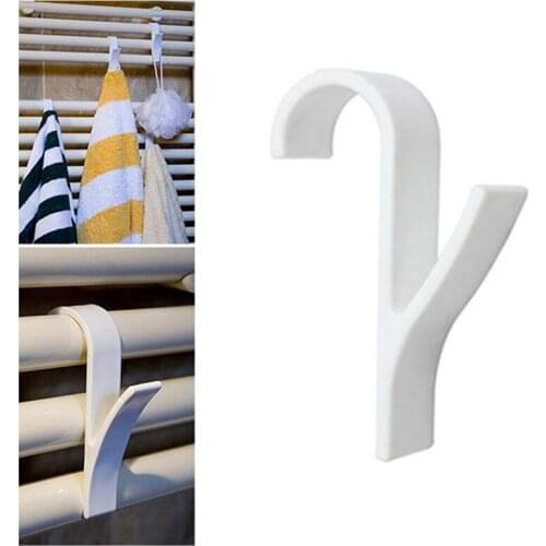 4/10 Pcs Y Shape White Hook Towel Hanger for Heated Towel Rail Radiator Tubular Durable Bath Hook Holder Home Storage Rack