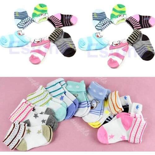5pair Warm Cartoon Baby Toddler Non-slip Booties Anklet Shoes Ankle Socks MAY3-B