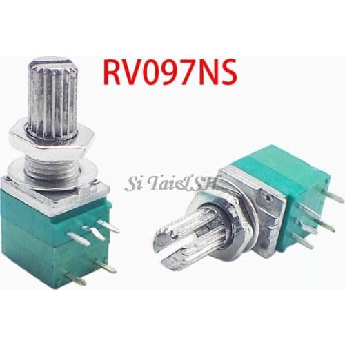 5pcs RV097NS 5K 10K 20K 50K 100K 500K with a switch audio 5pin shaft 15mm amplifier sealing potentiometer