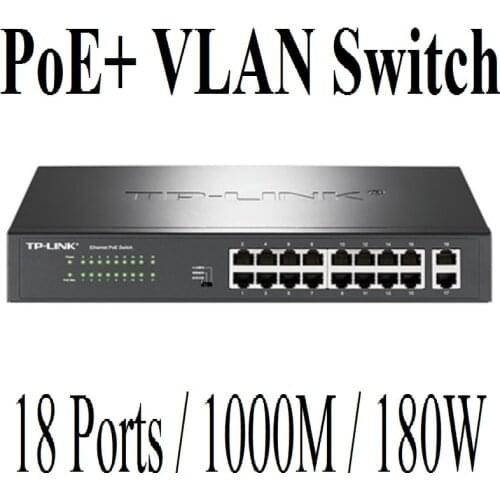 802.3at/af 180W 18 Ports PoE+ 1000M Ethernet Switch 16 PoE ports power to IP camera,wireless AP, 18-port RJ45 Gigabit PoE Switch